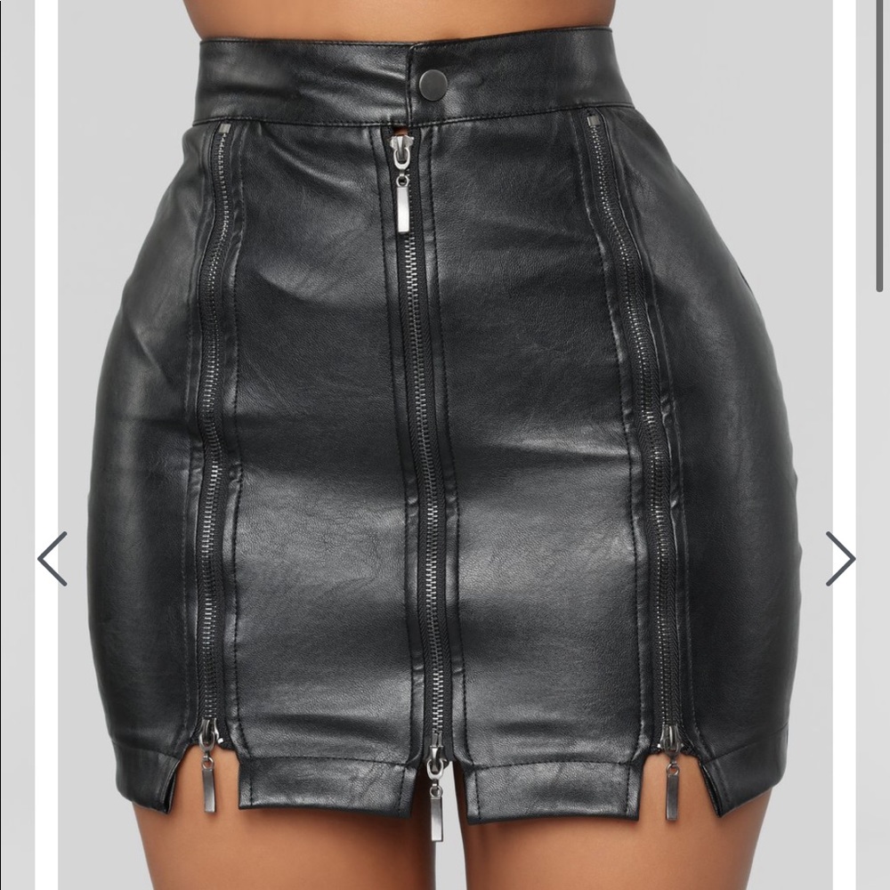 Fashion nova 3 zipper faux lather skirt